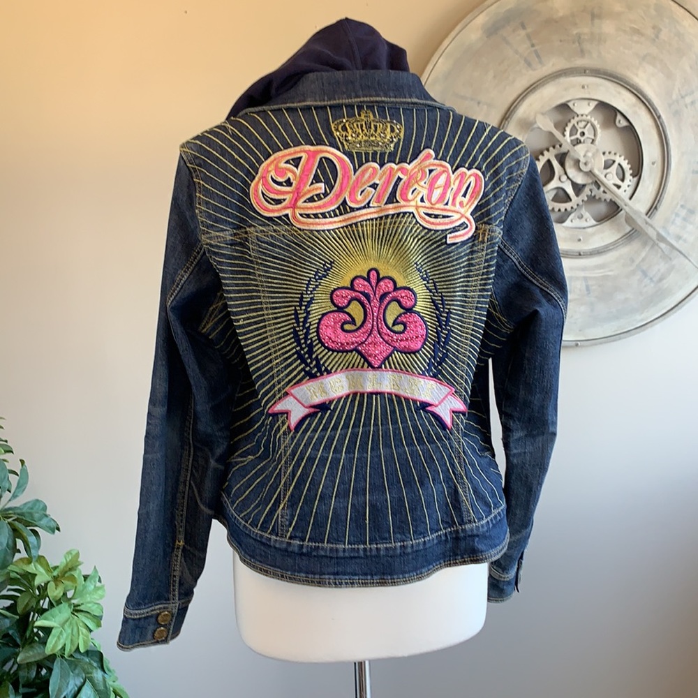 Dereon Embroidered Beyoncé  Hooded Denim Jacket